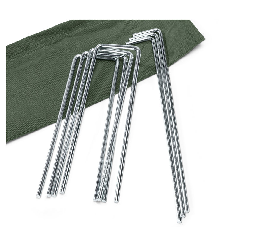 Heringe für Anlehn-Pflanzenschutz-Zelt und grüne Hülle.