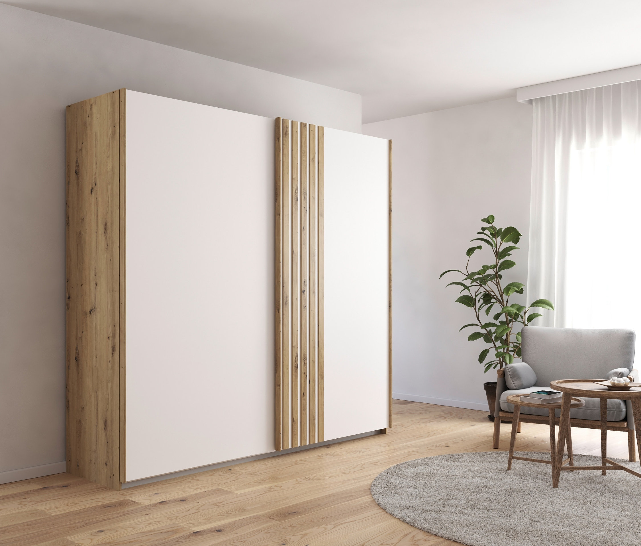 Thumbnail - rauch Schwebetürenschrank »Mosbach« - 226x62x210cm - weiß - Holz / Holz