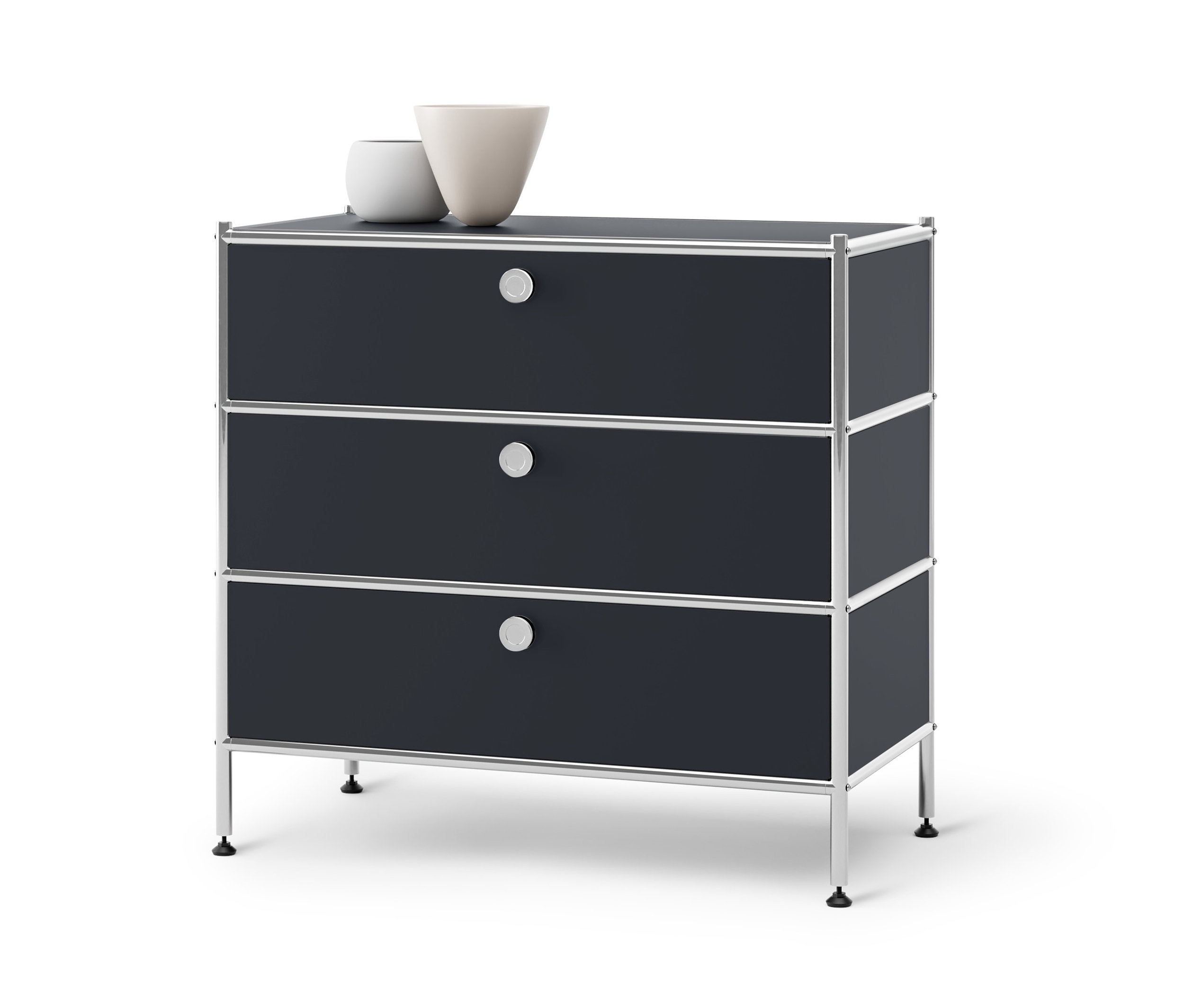 Schwarze Kommode Metall »CN3« mit 3 Schubladen.