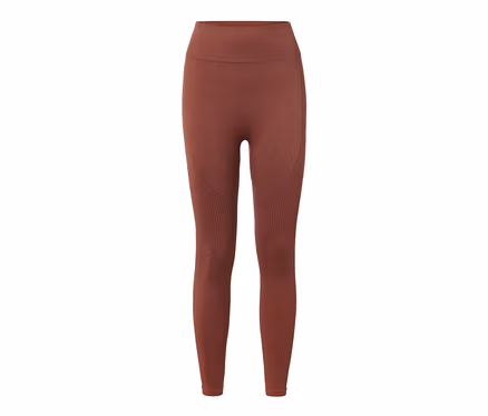 Eine braune 7/8-Seamless-Funktions-Sporttight auf weißem Hintergrund.