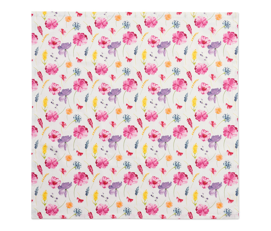 Baumwoll-Tischdecke mit Blumenmuster.