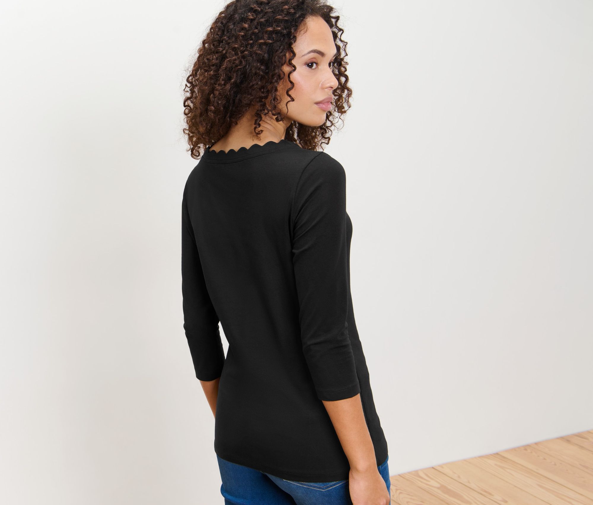 Thumbnail - Tchibo - Shirt mit 3/4-Arm - Damen - Gr. L - schwarz