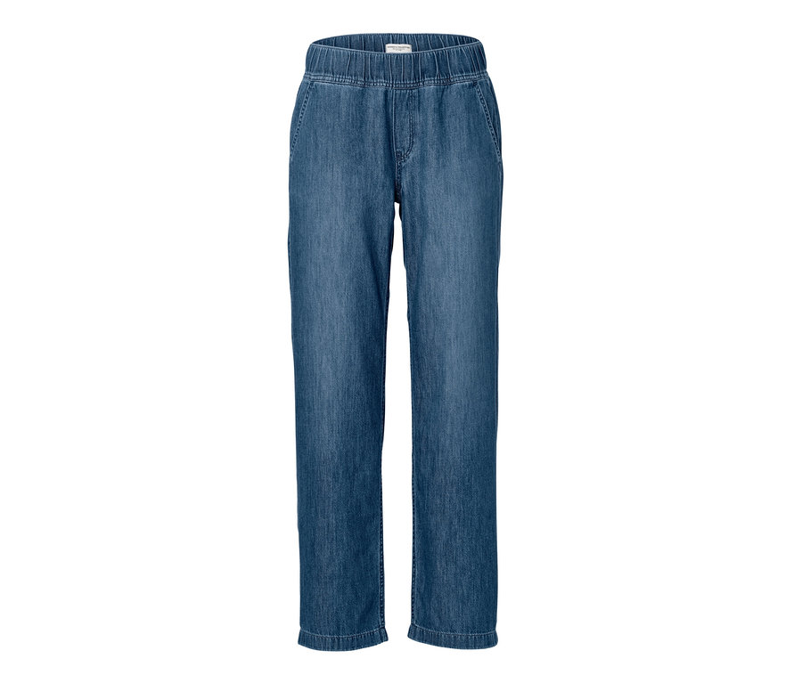 Eine blaue Wide-Comfort-Jeans.