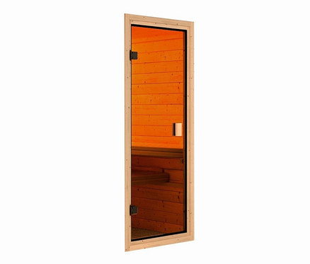 Karibu Sauna »Ciera« Tür mit Holzrahmen und Glaseinsatz.