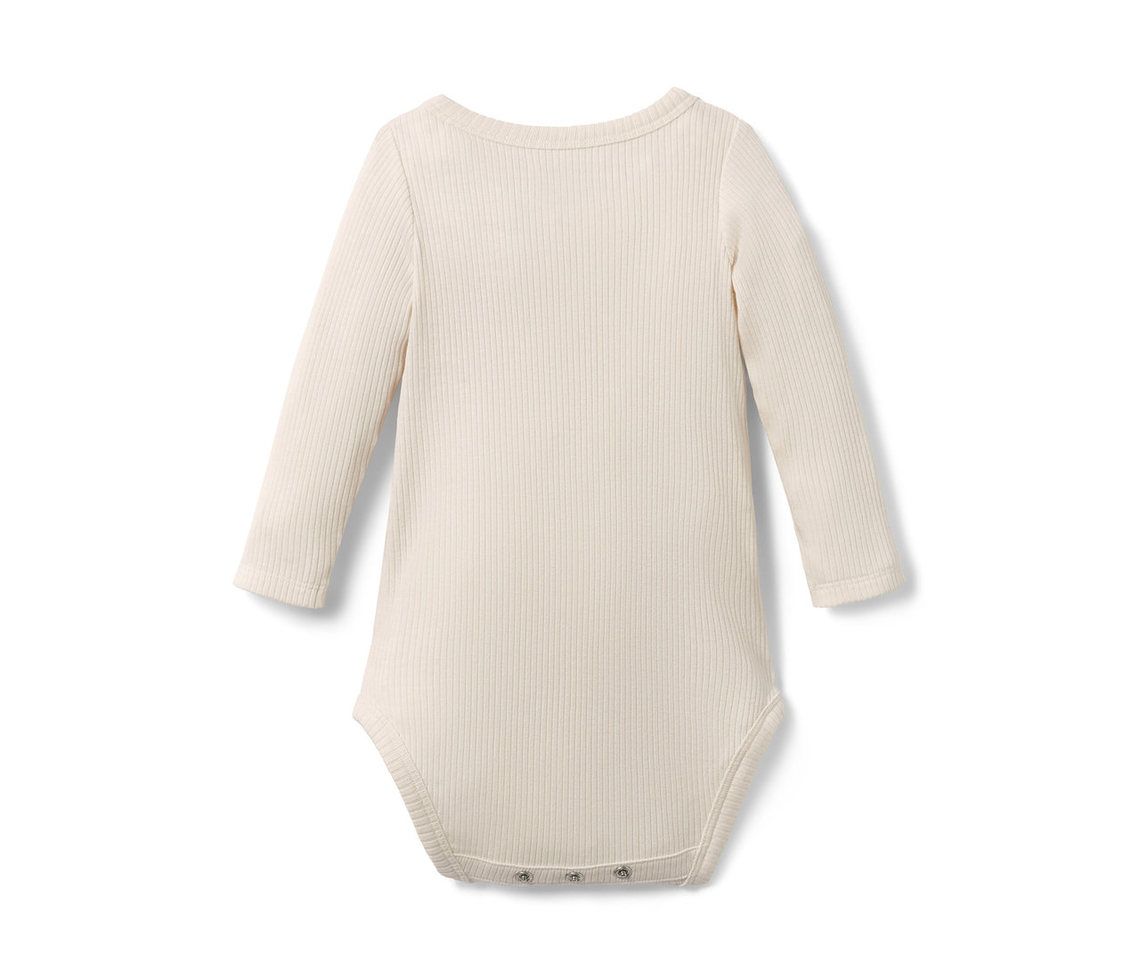 Detailaufnahme eines Baby-Bodys mit Modal in Creme.