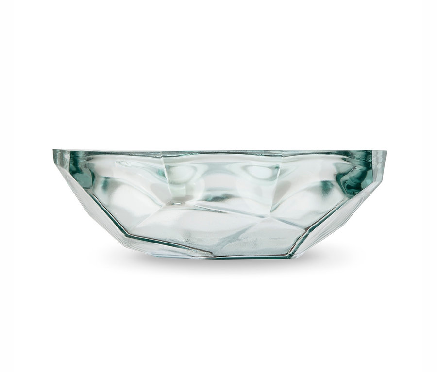 Leere Servierschale aus Glas.