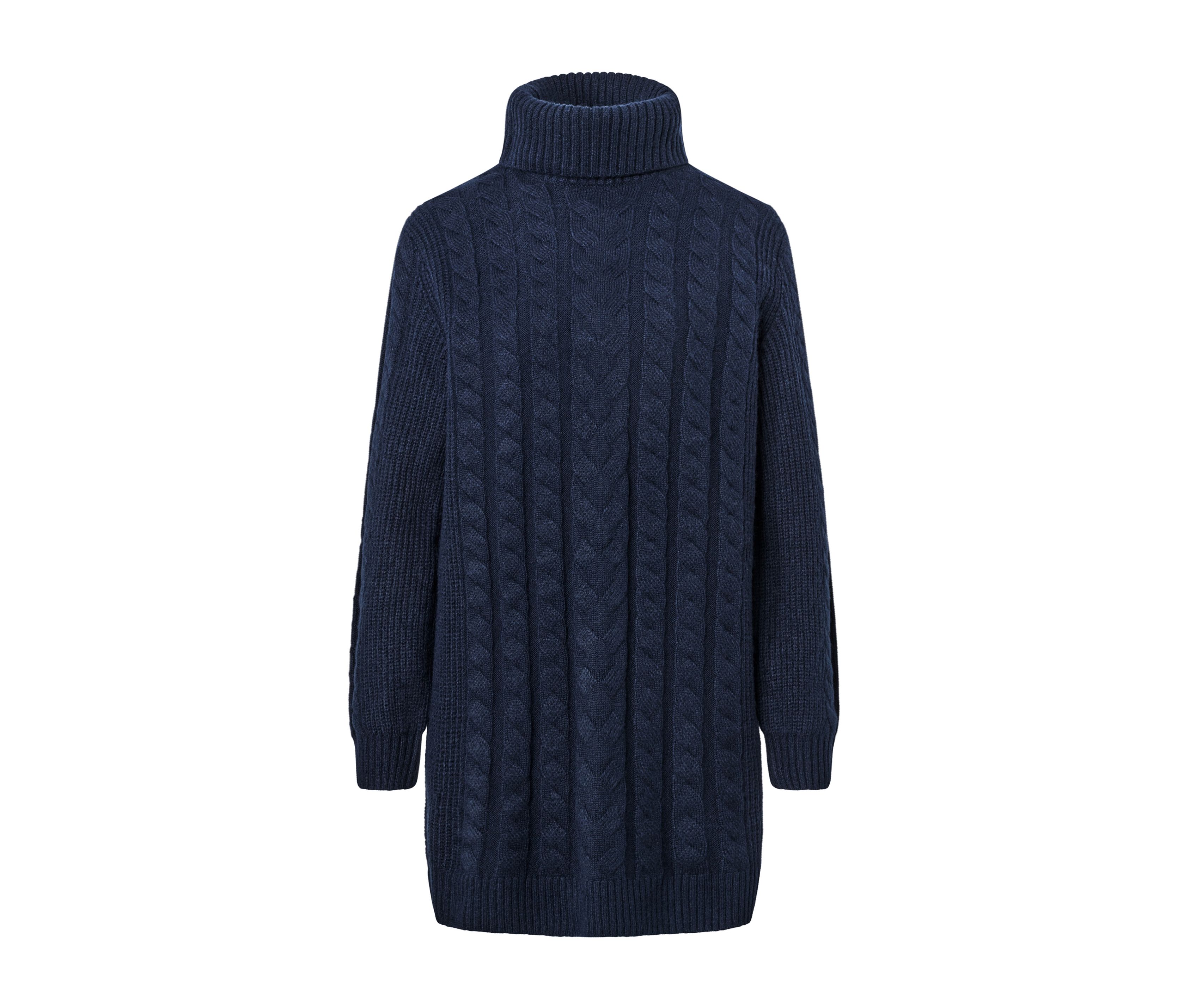 Thumbnail - Tchibo - Langer Strickpullover mit Zopfmuster - Damen - Gr. L - dunkelblau