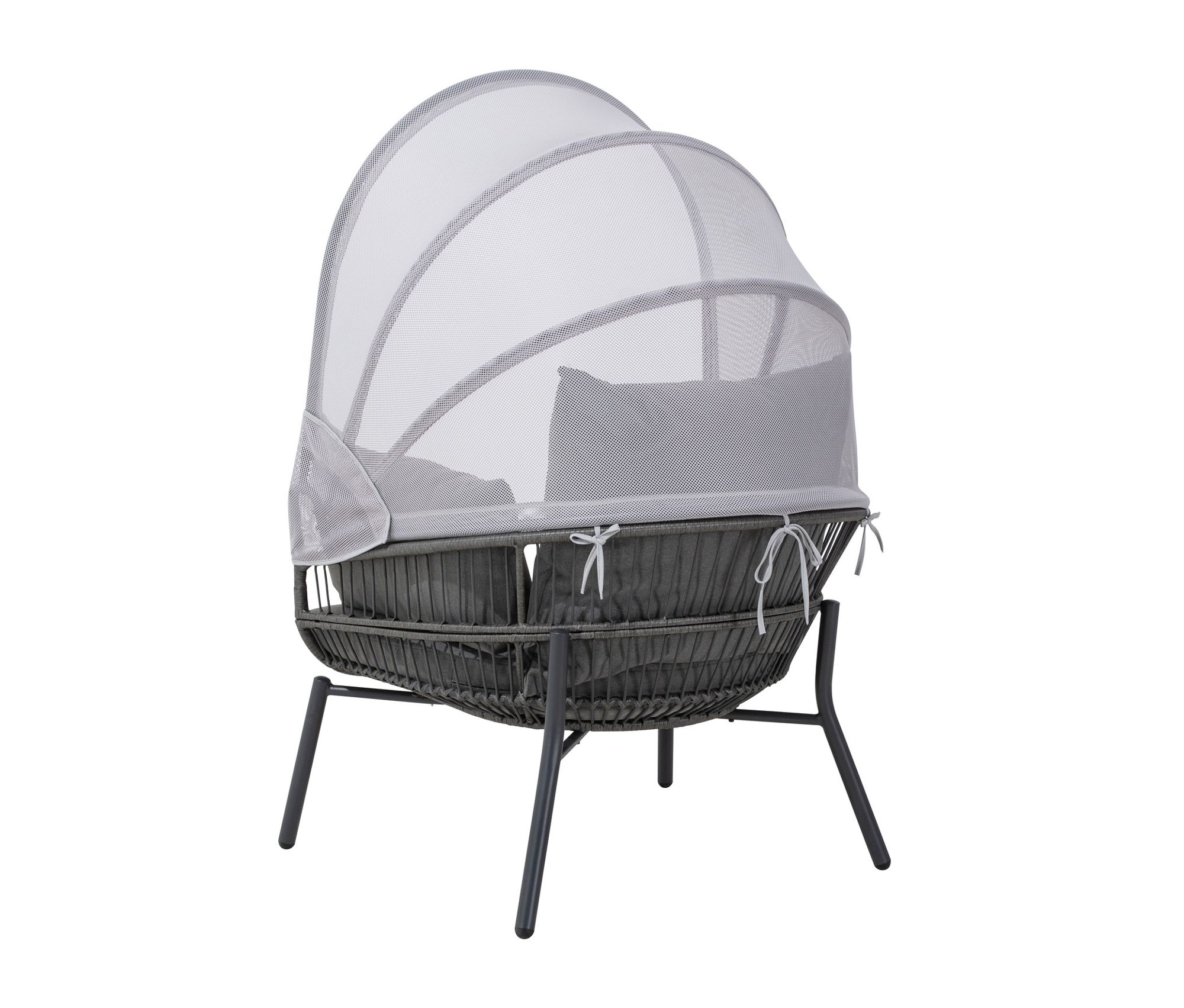 Thumbnail - Leco Sessel mit Fußhocker - 102x93x152cm - anthrazit - Stahl / Kunststoff / Polyethylen