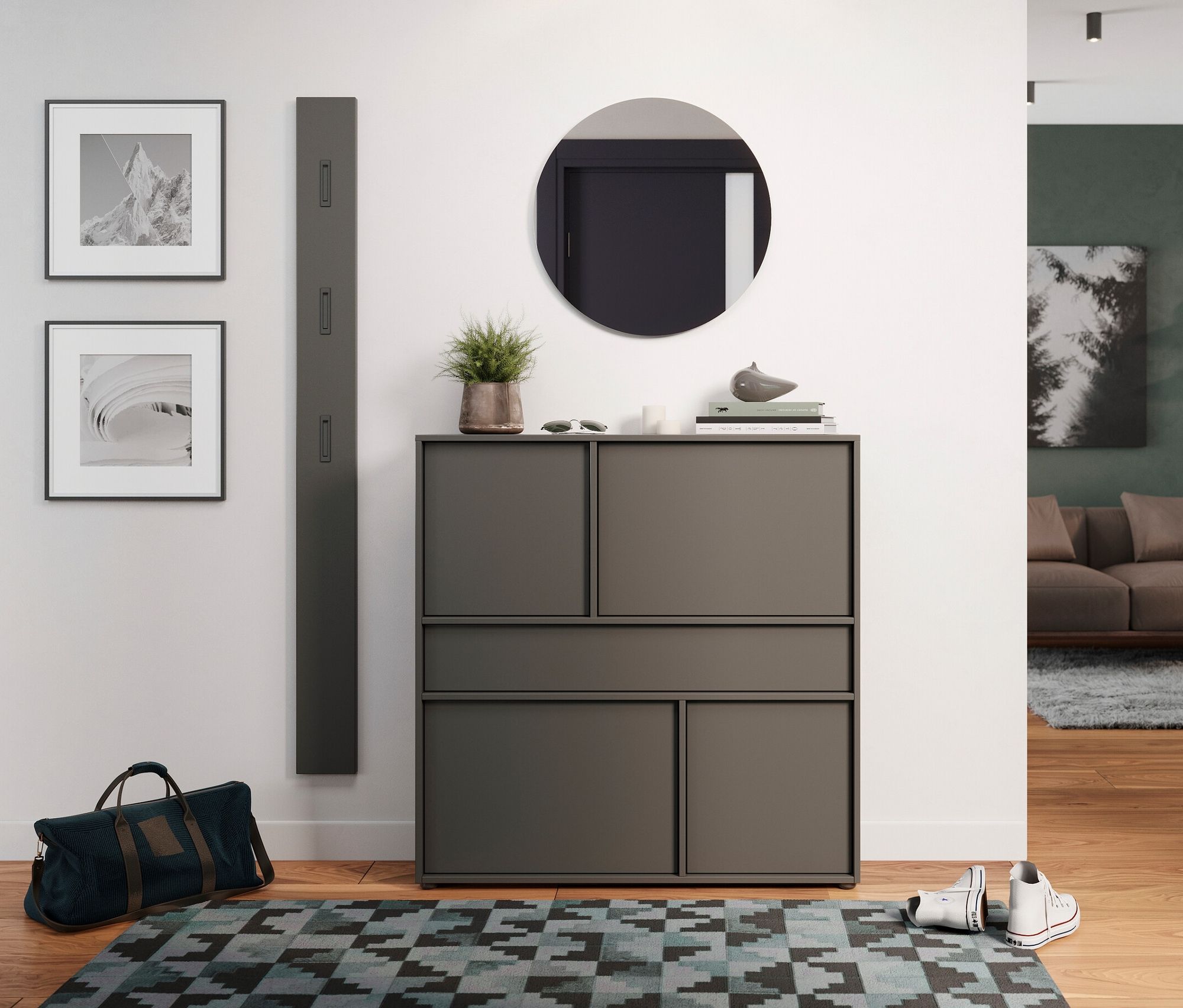 Thumbnail - Tchibo - Ameca Mehrzweckschrank mit 4 Türen und einer Schublade - 110x25x107cm - grau - Holz