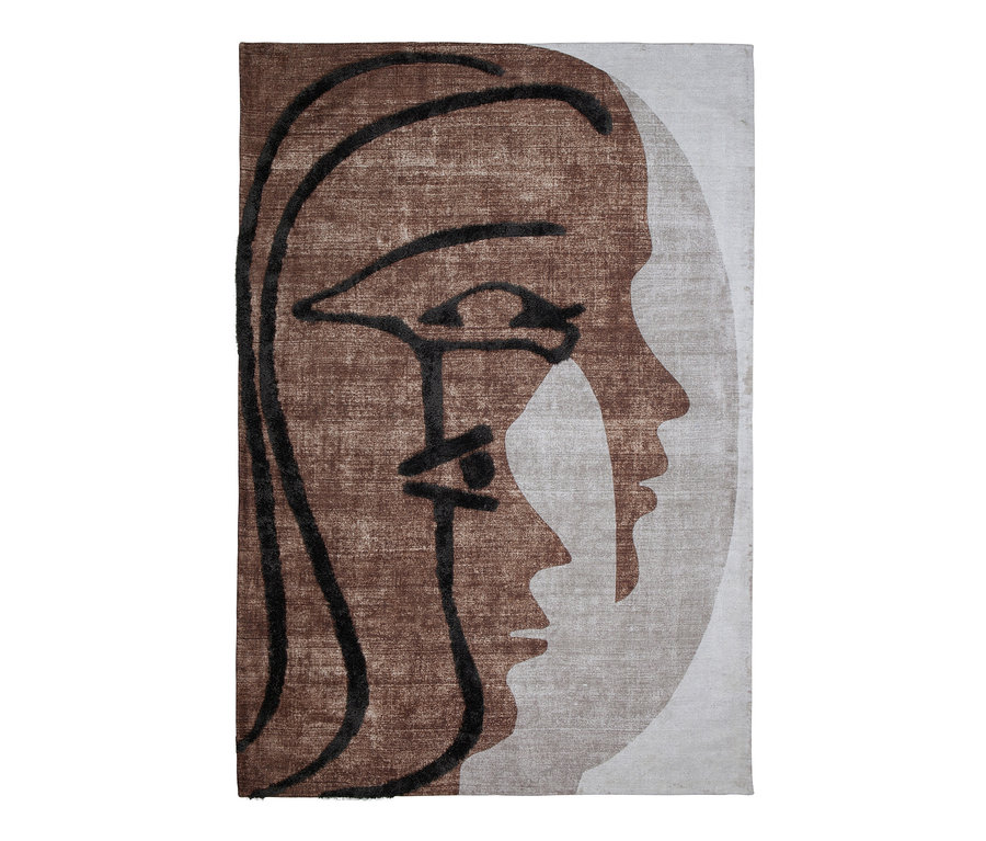 Brauner Teppich mit abstraktem Gesicht. Woood Teppich »Roden«, 170 x 240 cm.
