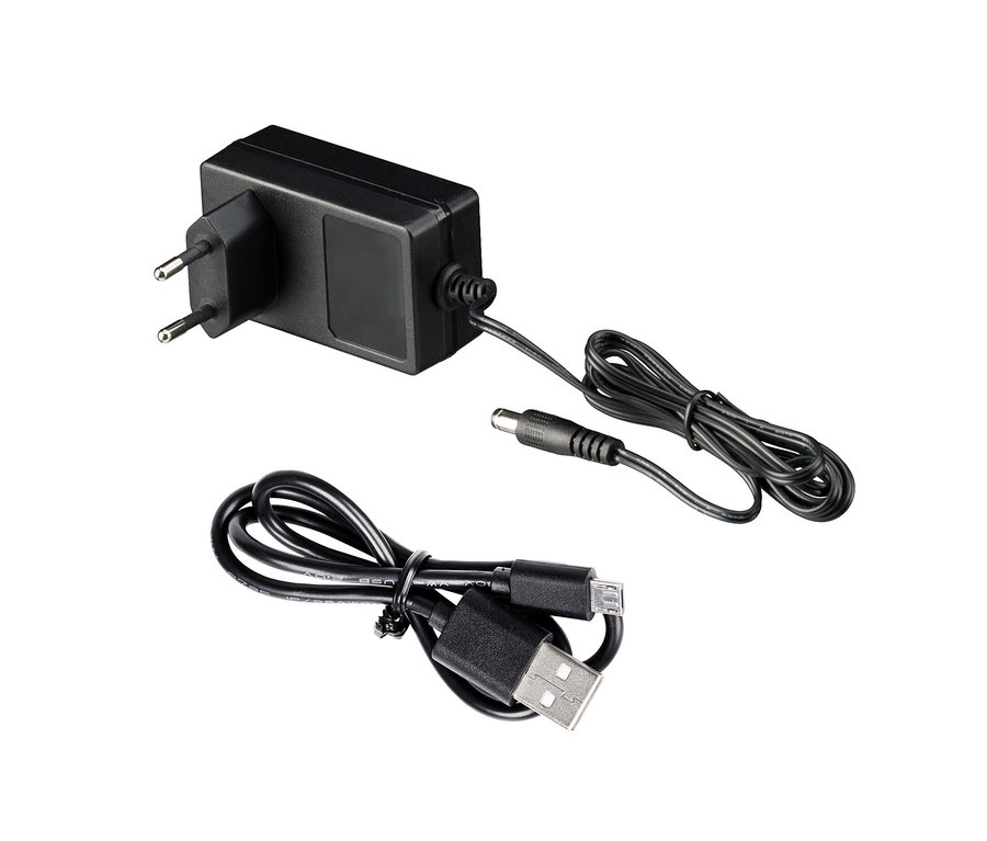 Schwarzes NATIONAL GEOGRAPHIC Mobile Power Station Netzteil mit USB-, AC- und DC-Anschlüssen auf weißem Hintergrund.