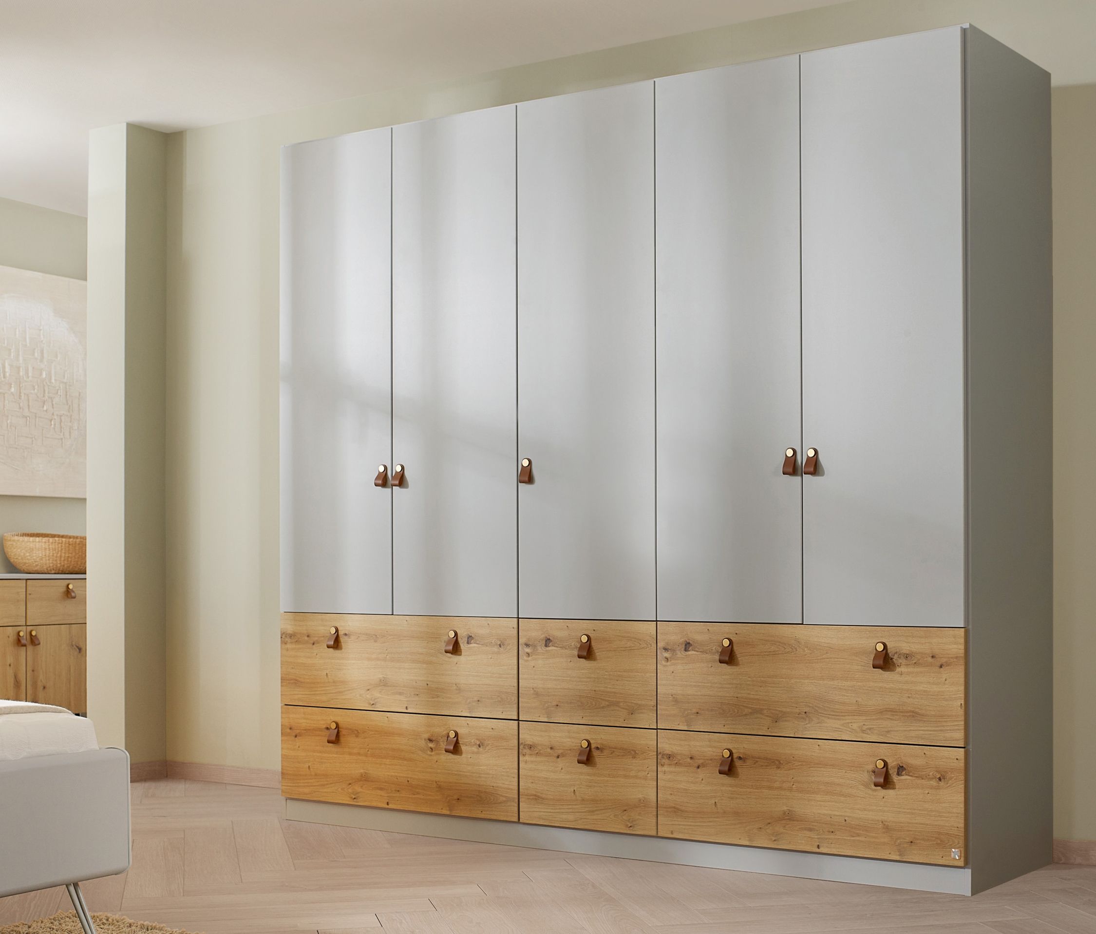 Thumbnail - rauch Drehtürenschrank »Homey« - 226x54x210cm - cognac - Holz / Holz / Eichenholz