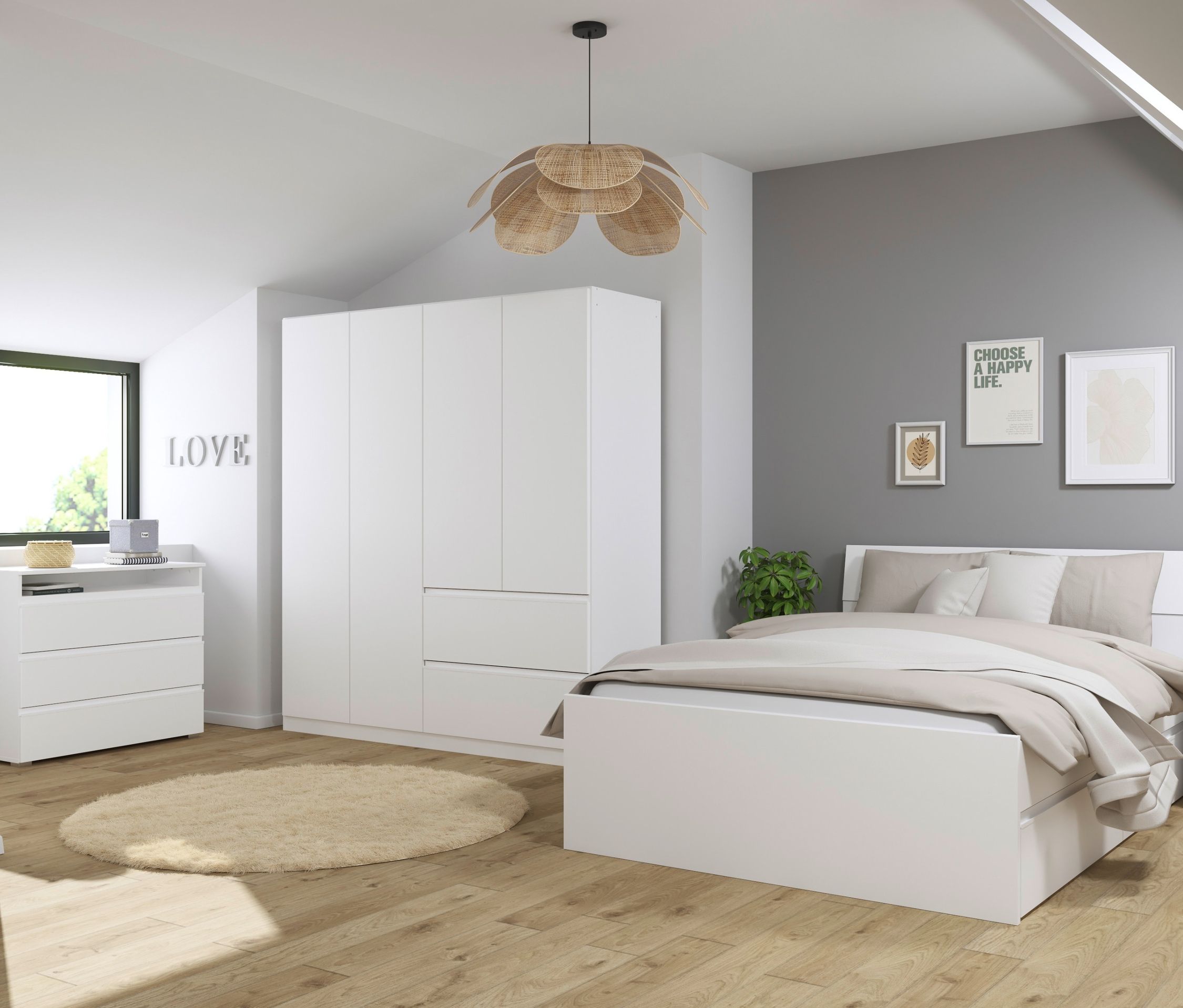 Thumbnail - rauch Drehtürenschrank 4-türig »Joel« - 181x54x197cm - weiß - Holz