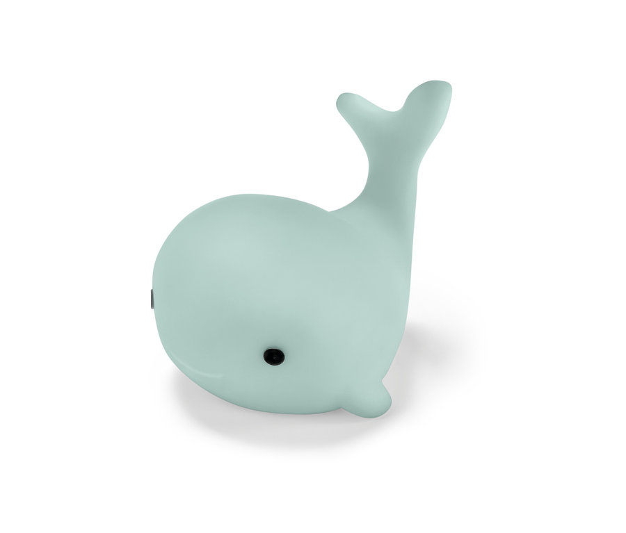 Ein hellblauer LED-Bade-Wal.