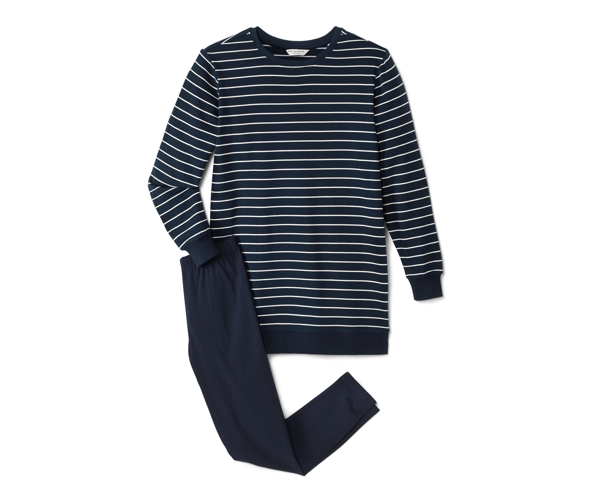 Leggings-Pyjama - Damen - Gr. S - dunkelblau/gestreift - dunkelblau