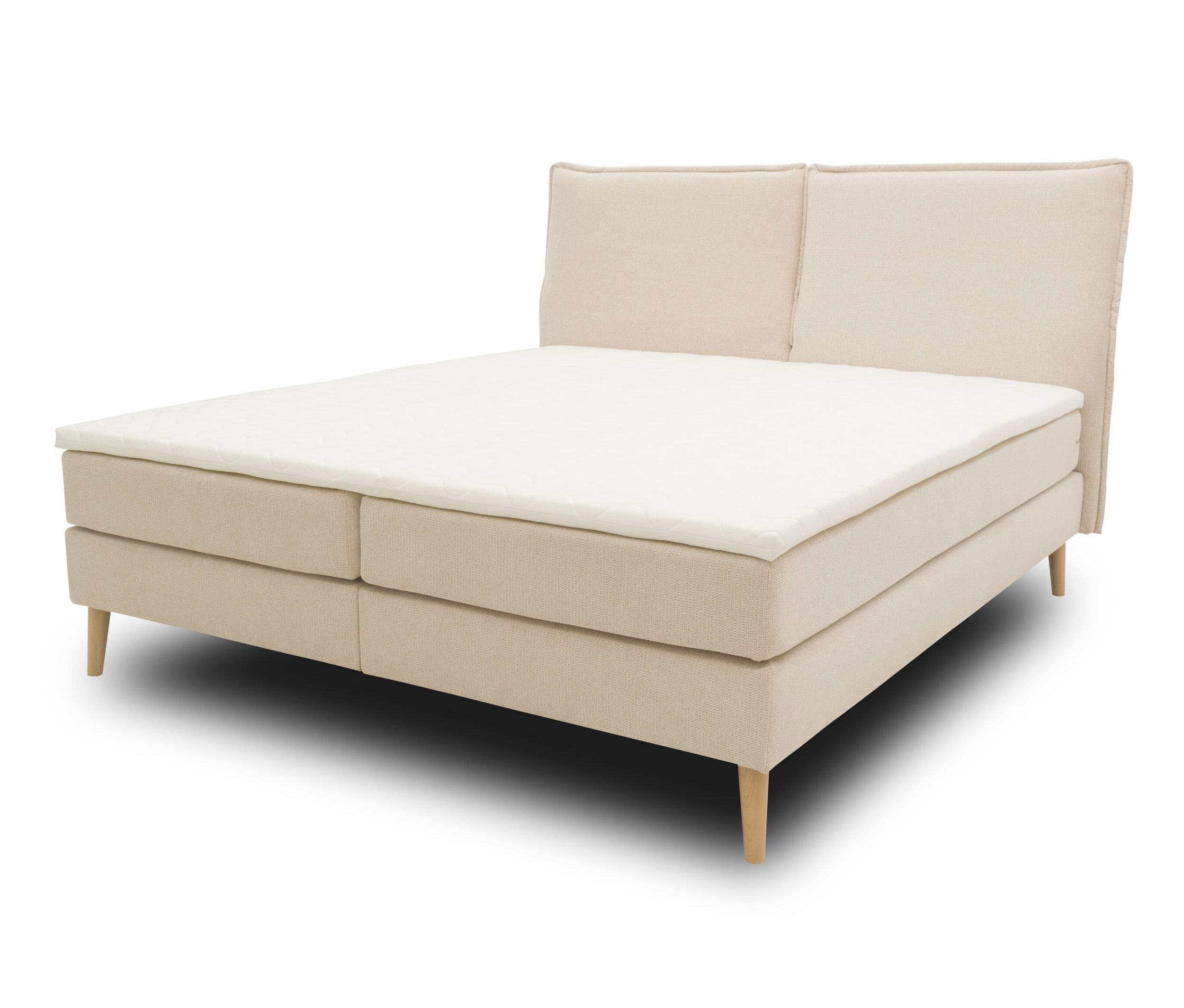 Thumbnail - Domo collection Boxspringbett mit Rückenfunktion - 187x210x85cm - beige - Polyester / Polyamid / Holz