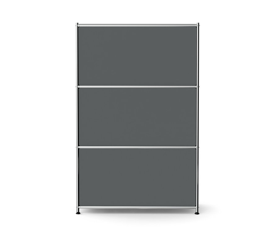 Graue Kommode Metall »CN3« mit 2 Klappenfächern und 2 Schubladen.