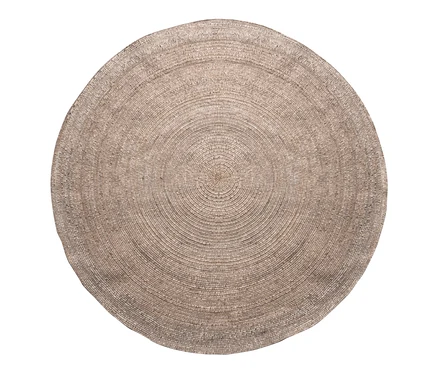 Detailansicht von oben des runden, naturfarbenen Woood Teppich »Utopia« 200 cm.