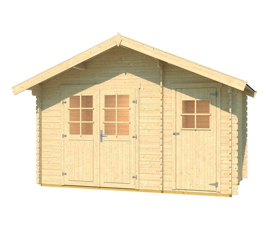 WEKA Gartenhaus mit 2 separaten Räumen, 28 mm (253 Gr. 1) mit Doppeltür und Einzeltür