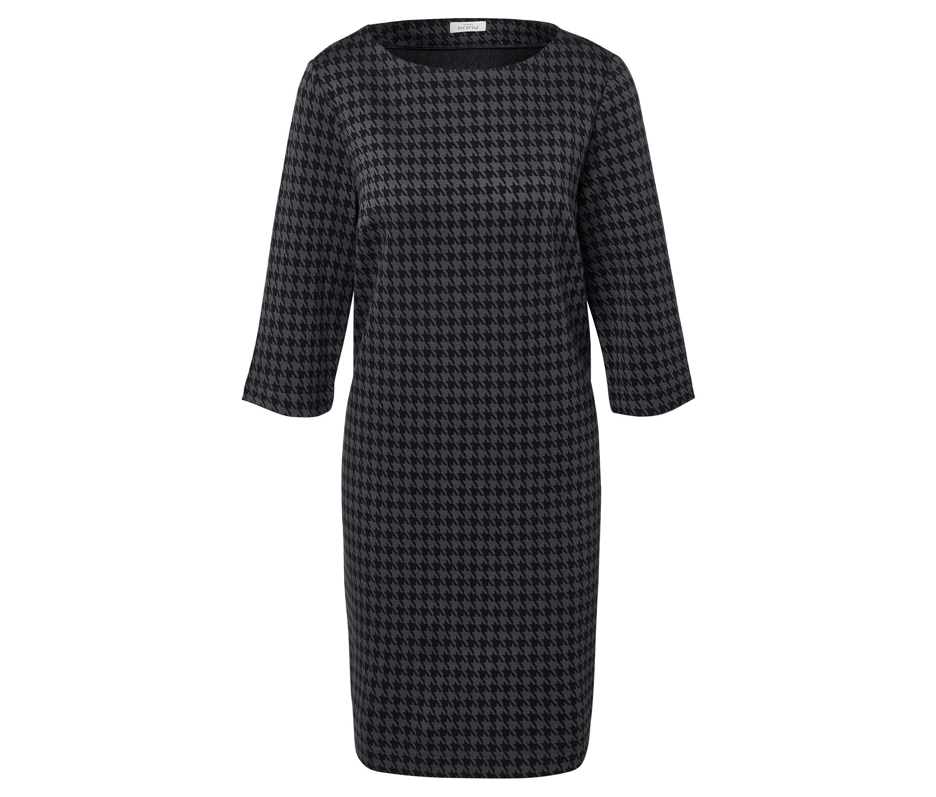 Jerseykleid mit Hahnentritt-Jacquard - Damen - Gr. M - schwarz/jacquard - schwarz