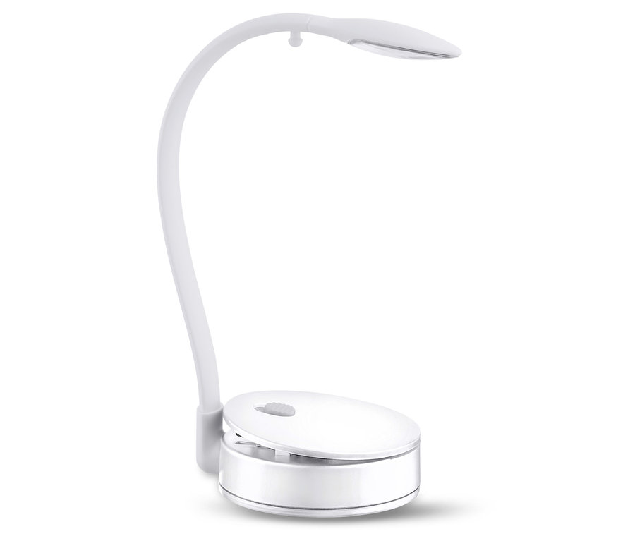 Eine weiße Lampe auf einem weißen Hintergrund.