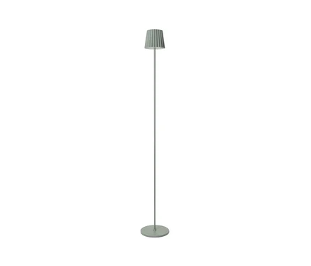 Salbeigrüne LED-Akku-Outdoor-Stehleuchte.