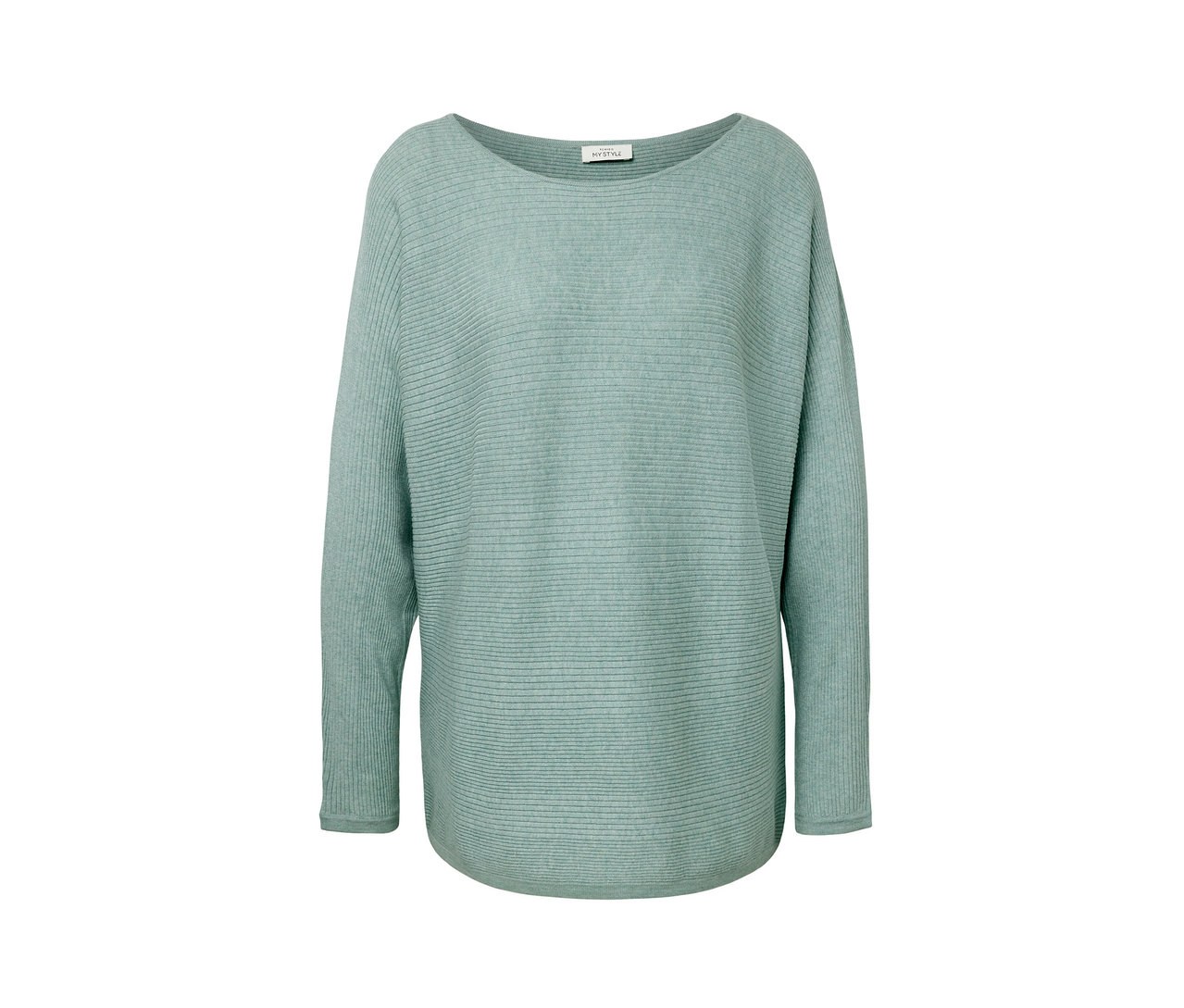 Salbeigrüne Feinstrickpullover.