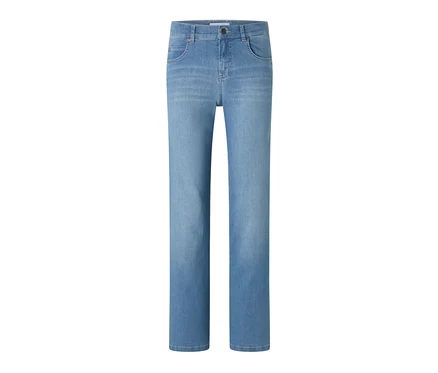 Helleblaue Angels Jeans »Lara« Straight Fit auf weißem Hintergrund.
