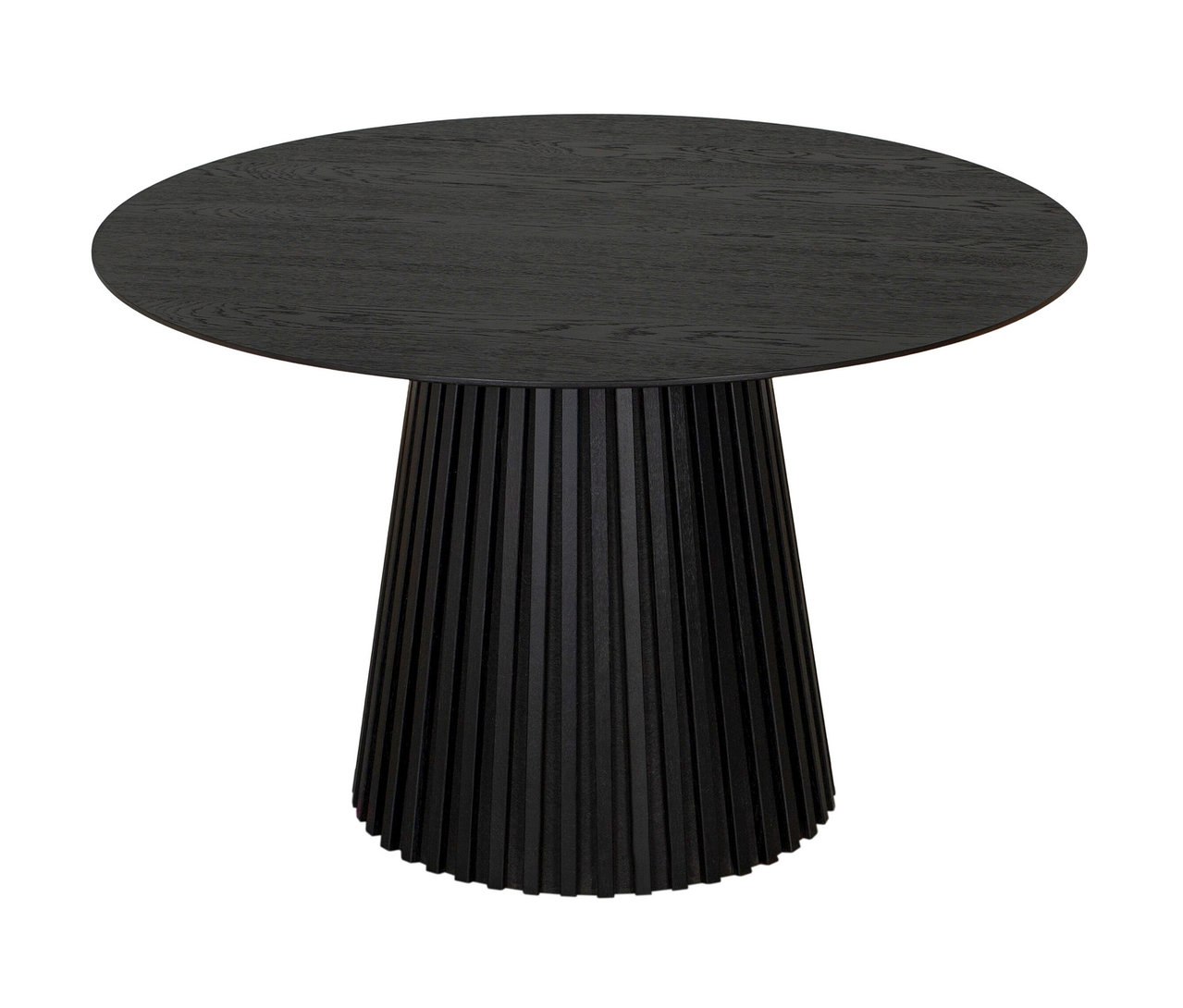 Schwarzer, runder deVries Esstisch »Andria« Black Oak, 120 cm Durchmesser.