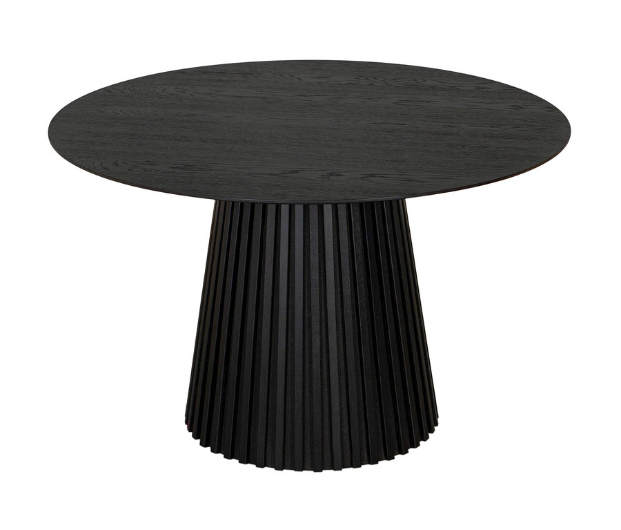 Schwarzer, runder deVries Esstisch »Andria« Black Oak, 120 cm Durchmesser.