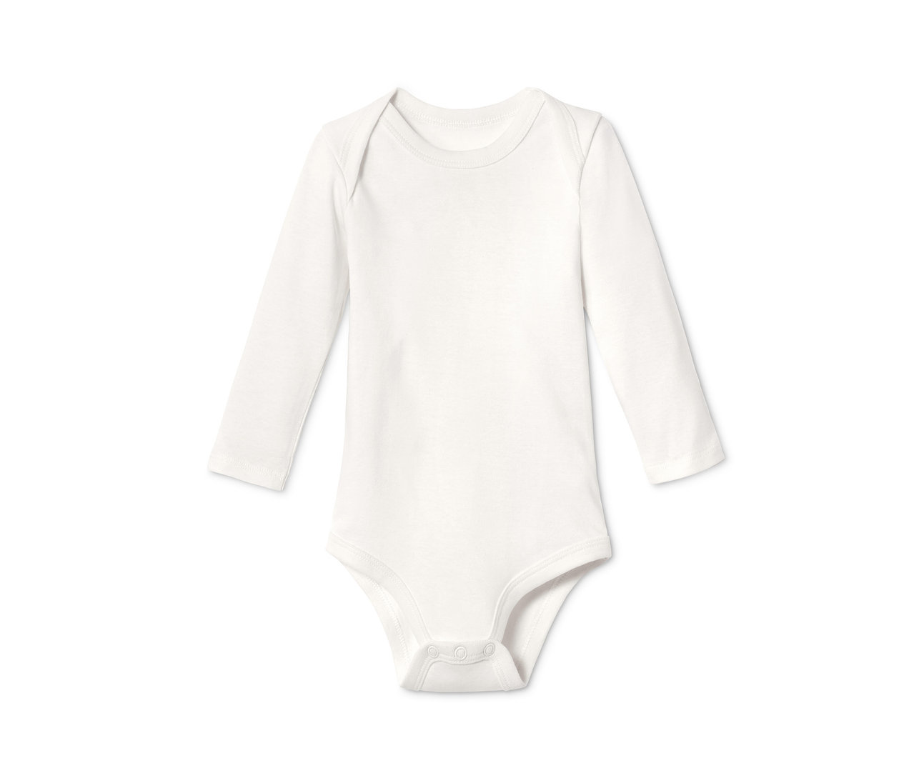 Weißer Langarmbody aus dem Baby-Starter-Set aus Bio-Baumwolle.