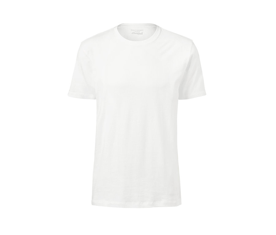 Weißes T-Shirt mit Rundhalsausschnitt.