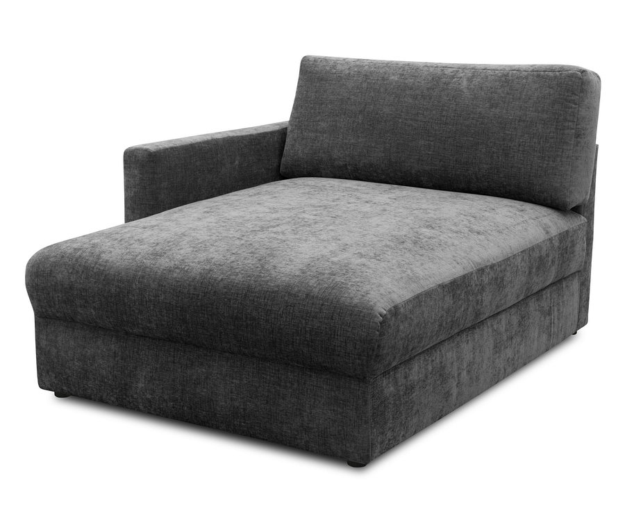 Anthrazitfarbener DOMO Longchair, linksbündig.