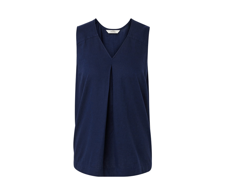 Ärmellose Leinenbluse, navy.
