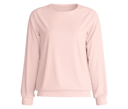 Hellrosa Calida »Favorites Arts« Langarm-Shirt, von vorne gezeigt.