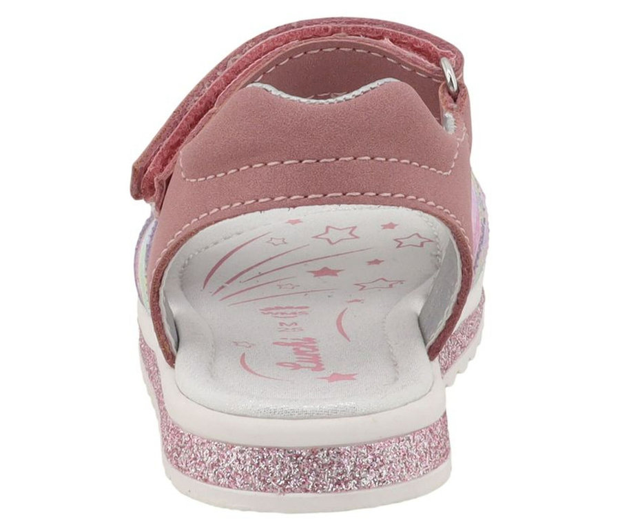 LURCHI Mädchen-Sandale »Cimbaly 2« in Rosa mit Klettverschluss, glitzernder Sohle und Sternenmuster auf der Innensohle.