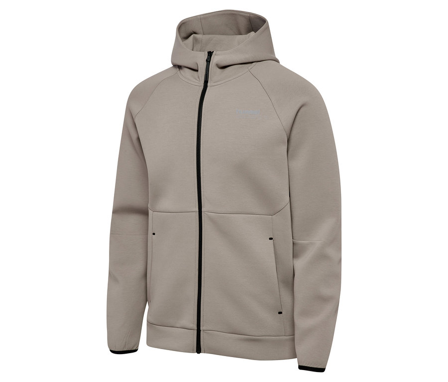Die HUMMEL Herren-Kapuzenjacke in Beige ist mit einem durchgehenden Reißverschluss und zwei Taschen ausgestattet.