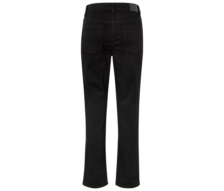 Schwarze Jeanshose von hinten.