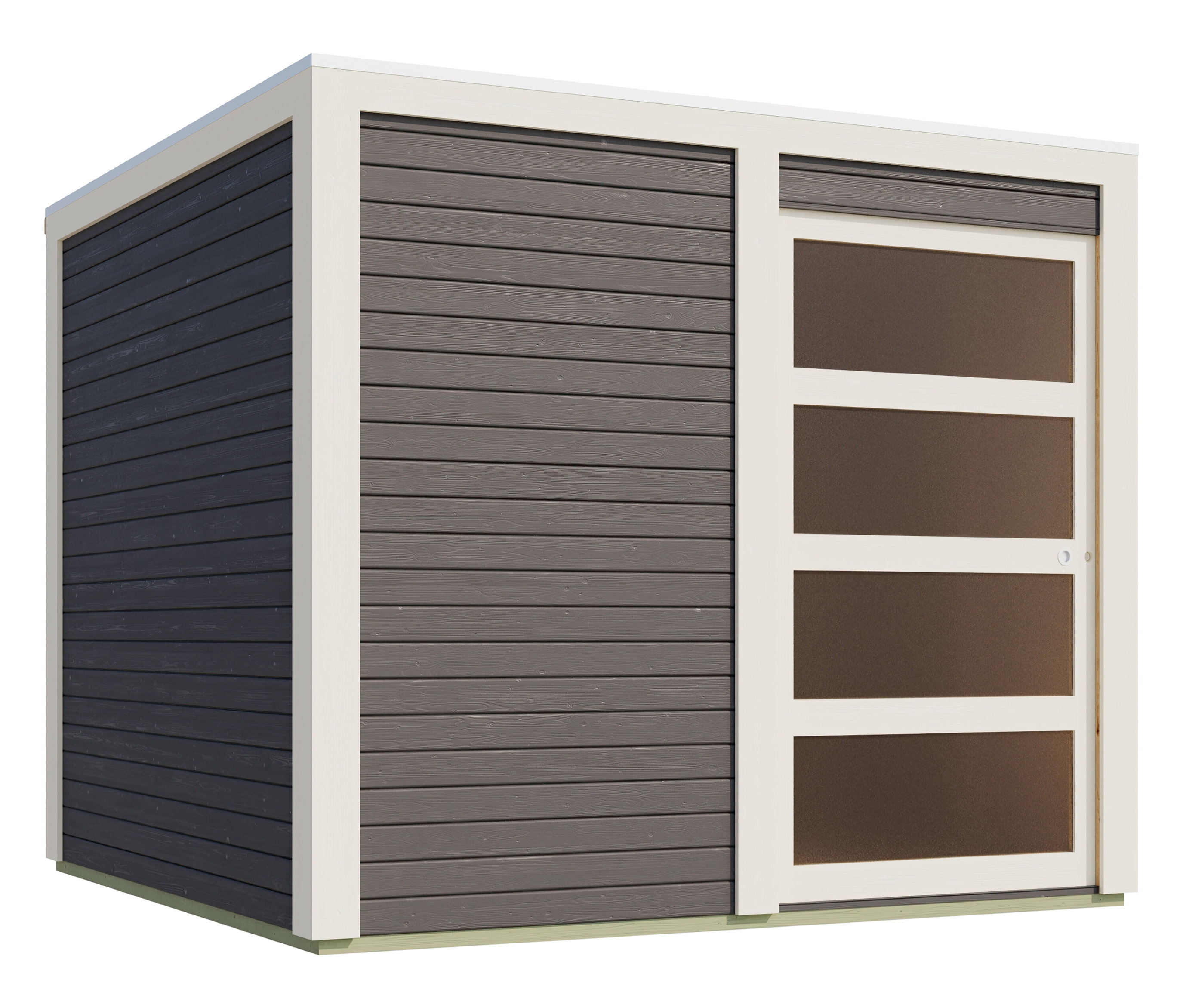 Karibu Gerätehaus »Quentin 1« mit Schiebetür - 246x246x214cm - grau - - Holz