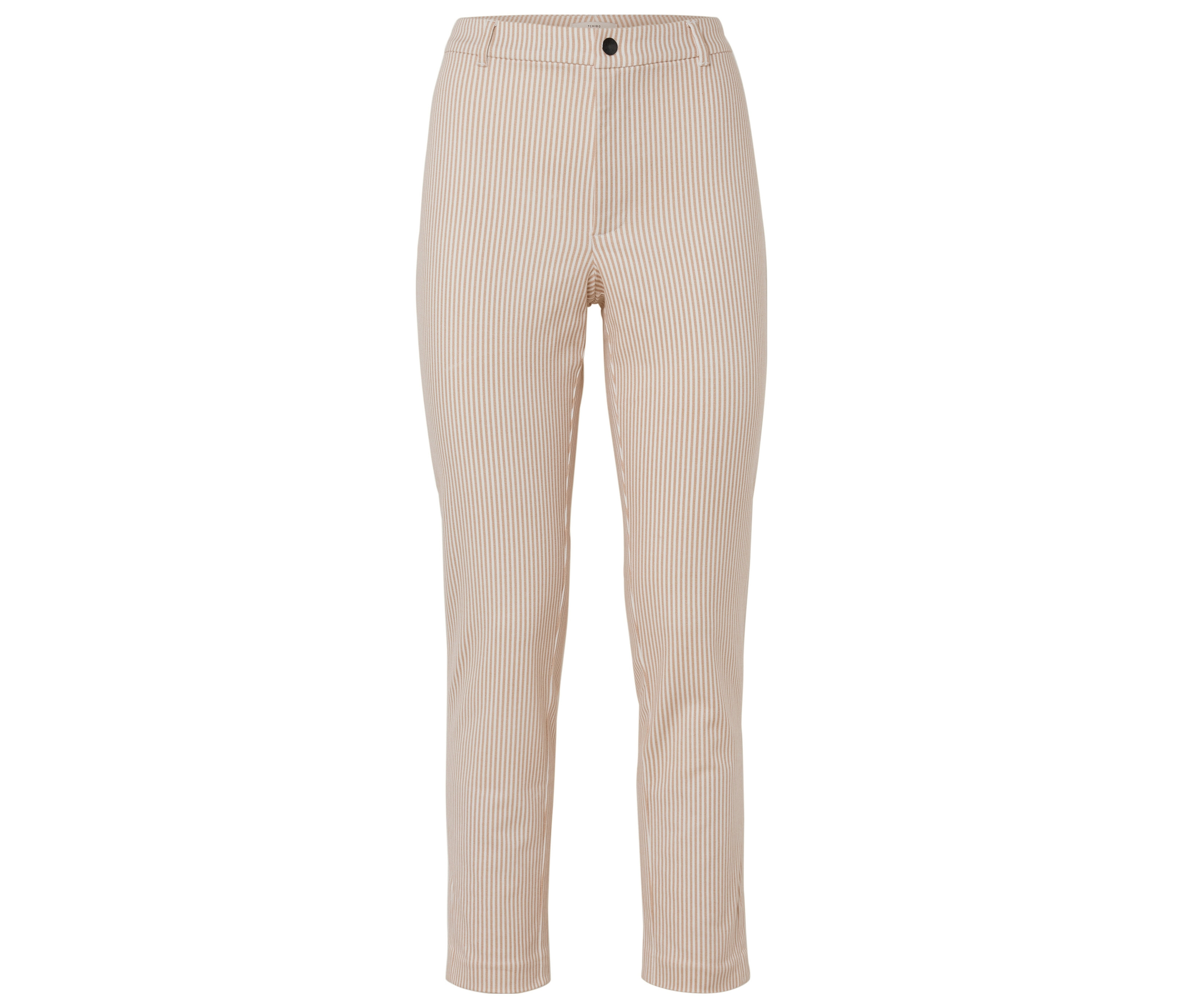 Tchibo - Gestreifte Stretch-Twill-Hose - Damen - Gr. 38 - creme/gestreift