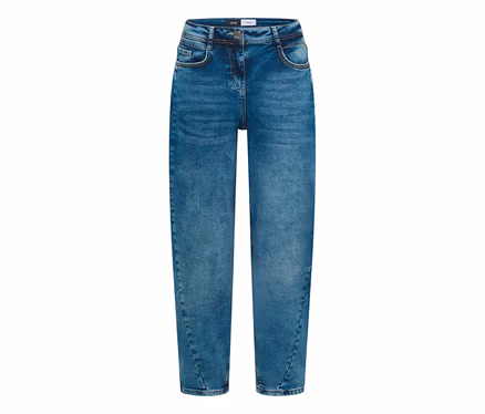 Blaue CECIL Jeans aus leicht verwaschenem Denim mit geradem Bein und V-förmigem Saum.
