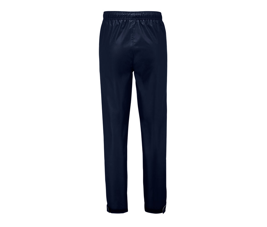 Dunkelblaue Unisex-Regenhose.