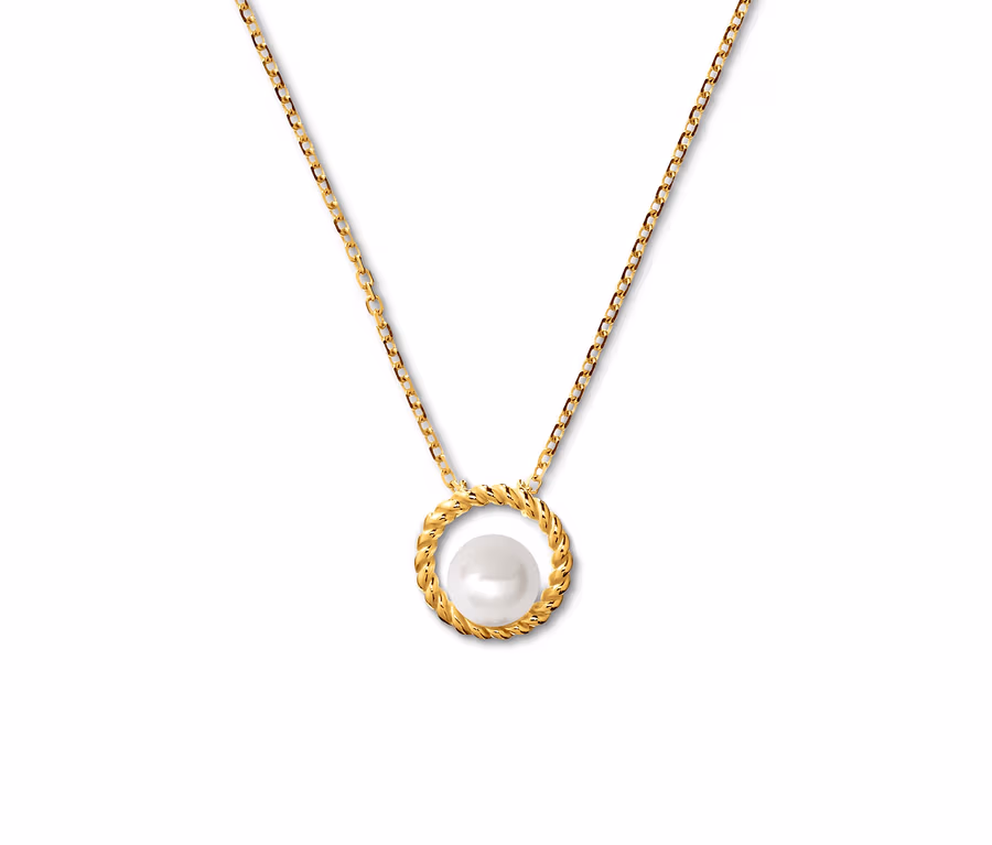 Kette aus 585 Gelbgold mit Süßwasserzuchtperle.