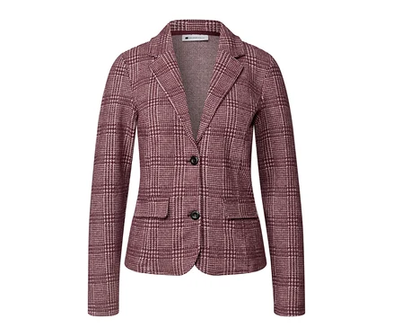 Bordeauxroter Street One Blazer mit dezentem Karomuster, zwei schwarzen Knöpfen und zwei Pattentaschen vorne.