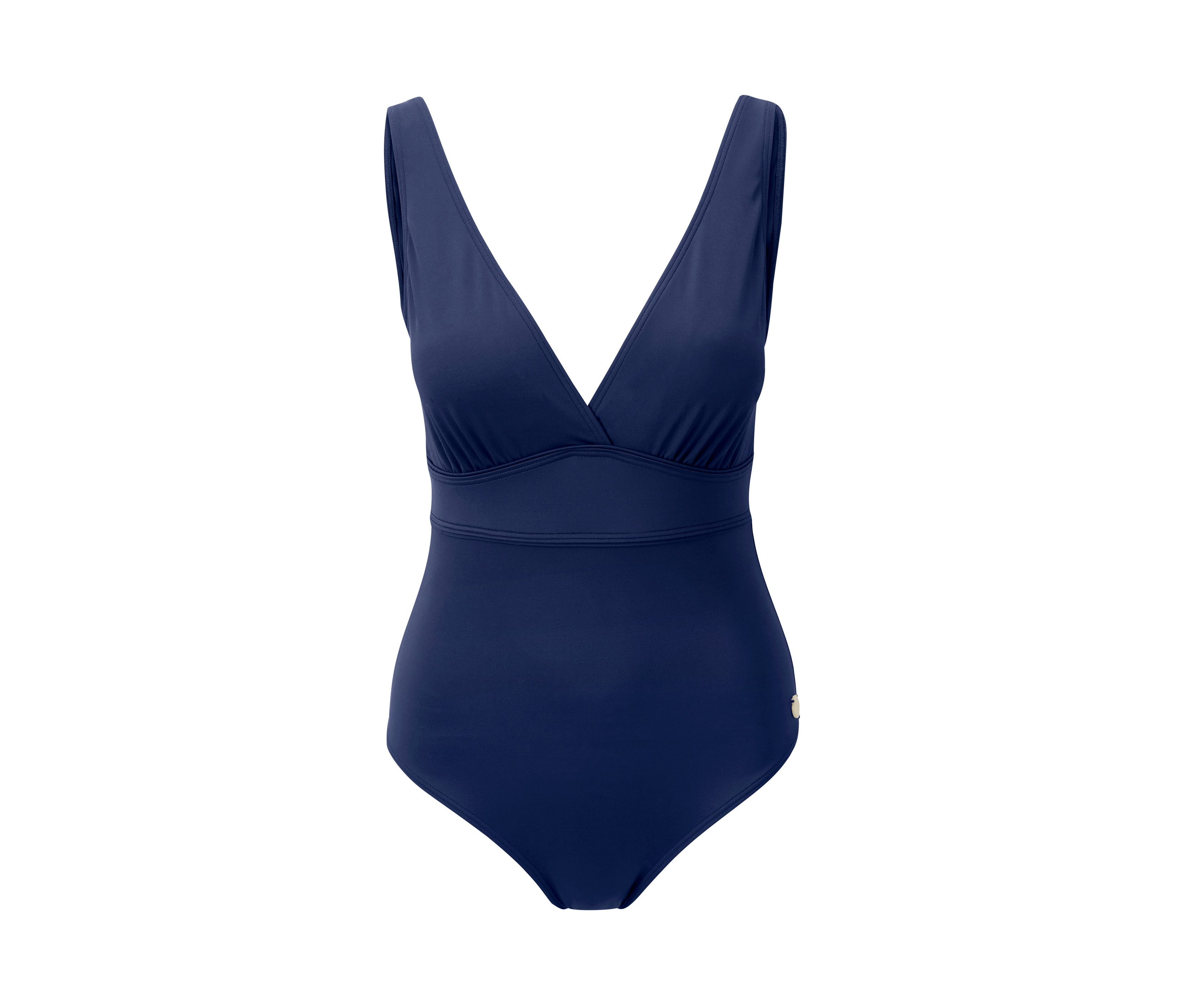 Figurformender Badeanzug mit V-Ausschnitt.
