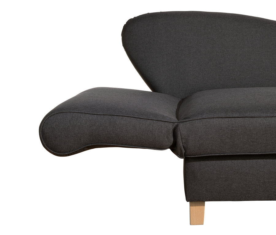 Detailaufnahme einer grauen Max-Winzer®-Recamiere »Saturn« mit Stauraum, links.