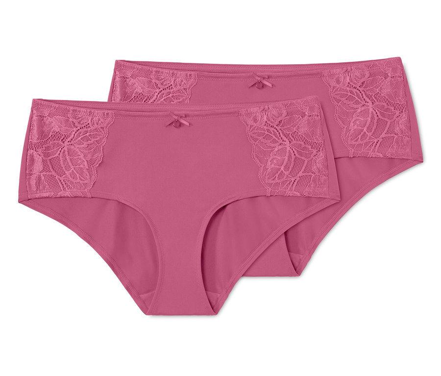 Zwei rosafarbene Pantys mit Spitze.