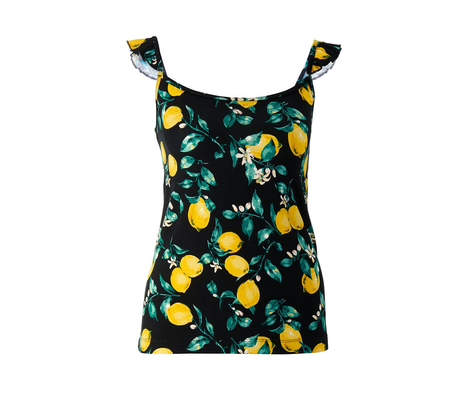 Schwarzer Shorty-Pyjama mit Zitronenmuster.