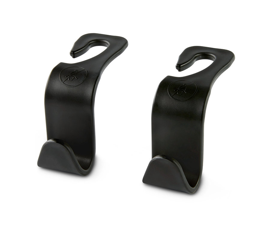 Zwei schwarze Kopfstützen-Haken.