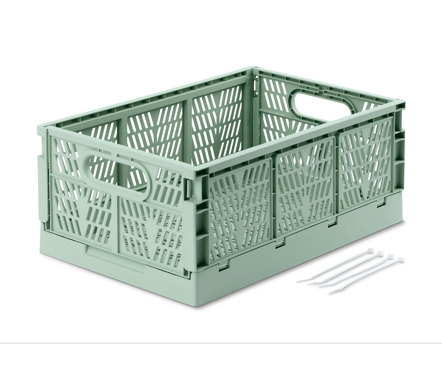 Eine grüne, zusammenklappbare urbane Fahrradkiste.